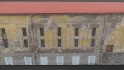 Old dock facade ruin, abandoned, empty, historic, archviz, drone, apocalyptic, 3d-scan, german, urban, dock, broken, hamburg, hall, 3d-scanning, port, facade, harbour, demolished, city, building, wall, boat