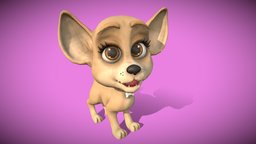 Cartoon Chihuahua cute, little, dog, mammal, puppy, pink, chihuahua, girl, cartoon