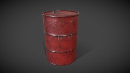 Rusty Red Metal Barrel barrel, rust, prop, army, rusty, dust, dirty, enviroment, metal, leak