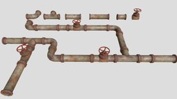 Modular Industrial Pipes valve, power, pipe, oil, rusty, industry, pipes, manufacture, old, facility, multipurpose, factory, modular, construction, industrial, steel, noai