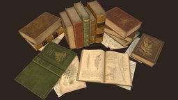 Old Books Set victorian, set, library, paper, cover, books, antique, aaa, literature, reading, old, pages, ue4, unrealengine4, stacks, aaa-game-model, unity, book, lowpoly, decoration, interior, gameready