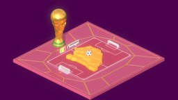 Senegal map – 2022 FIFA World Cup football, soccer, trophy, isometric, sport, ball