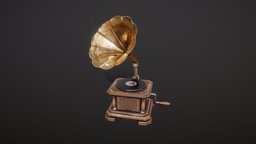 Vintage Antique Gramophone music, victorian, gramophone, prop, vintage, retro, ornament, antique, classic, player, old, classical, phonograph, unity, wood, decoration, gold, gramophone-musical-instrument