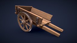 Stylized Wooden Cart prop, desert, transport, medieval, wagon, cowboy, western, game-ready, wildwest, wagoncart, medievalcart, wild-west, western-town, wildwestwagon, gameready-lowpoly, low-poly, gameasset, wood, wagonwheel