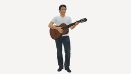 Man with acoustic guitar 0758 music, guitar, people, acoustic, miniatures, realistic, artist, song, character, 3dprint, man, human