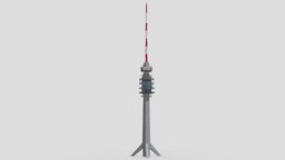 Telecommunication Tower 02 tower, system, cell, antenna, communication, roof, industry, network, equipment, cellular, phone, connection, telephone, rooftop, transmitter, telecommunication, communications, 3d, building, industrial