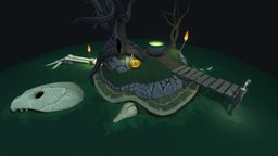 Turtle Island turtle, island, portfolio, final, ucac, unity, cauldron, witch, halloween, bones