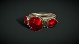 Medieval Ring jewellery, castle, ruby, jewel, household, other, luxury, prop, fashion, medieval, clothes, antique, gem, accesory, jewelery, rich, shining, lowpoly, fantasy, ring, gold