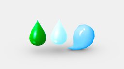 Cartoon water drop bubble, toxic, water, drop, potion, liquid, waterdrop, drip, lowpolymodel, snot
