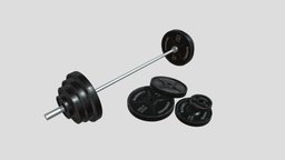 Barbell with 4K and 2K Textures fitness, gym, equipment, exercise, dumbbell, barbell, dumbell, weights, gym-equipment, weight-lifting