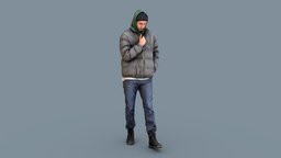 City ​​of Winds tall, square, winter, standing, walking, fall, cold, casual, chicago, step, autumn, windy, handsinpockets, photogrammetry, man, street, male