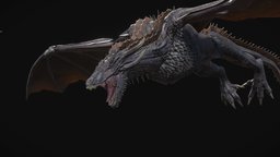 Drogon Game of Thrones sculpt, flying, gaming, gameofthrones, fire, mythology, mythical, drogon, mythical-creature, lowpoly, gameasset, creature, zbrush, dragon, fireandice