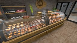 Bakery / Pastry shop virtual, food, and, bench, exterior, visualization, architectural, development, baked, vr, beverage, sweet, dessert, bakery, pastry, experience, pies, cakes, pastries, treats, confectionery, game, blender, building, shop, interior