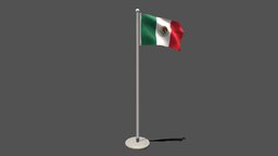 Low Poly Seamless Animated Mexico Flag wind, flag, country, flagpole, america, mexico, mexican, pole, loop, seamless, lowpoly, low, poly, animation, animated, emplem
