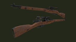 Mosin Nagant Sniper rifle, sniper, mosin, nagant, handpainted, lowpoly