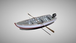 Wooden Boat Low-poly marine, wooden, fishing, vessel, ocean, rowing, grunge, realistic, watercraft, rowboat, wooden-boat, sketchfabweeklychallenge, old-boat, outboardmotor, ship, boat