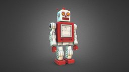 Retro toy robot toy, vintage, retro, play, recreation, 3d, model, robot, highpoly
