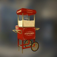 Vintage Popcorn Cart games, objects, vintage, cart, popcorn, 3dsmax, lowpoly