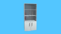 Wood cabinet with white paint gabinete, gabinet, glass, pbr, gameasset, wood, container