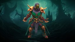 Stylized Orc Male Reaper(Outfit) blood, skeleton, rpg, orc, pose, death, reaper, wild, undead, mmo, rts, brutal, necromancer, outfit, moba, necromancy, handpainted, lowpoly, stylized, fantasy