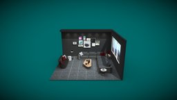 Living Room Low Poly Baked room, baked, baked-textures, lighting, low-poly, game, lowpoly, low, poly, livingroom