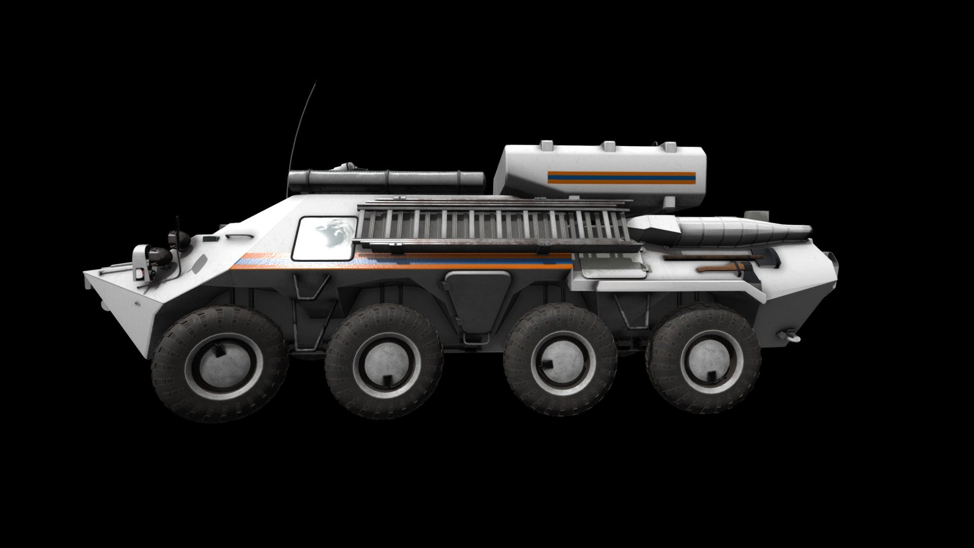 This firefighter armored car (Ministry of Emergency Situations) is a flight of fantasies dedicated to a worldwide problem - large-scale forest fires last year.

The model has a PBR texture of 2-4K, 43252 polygons.