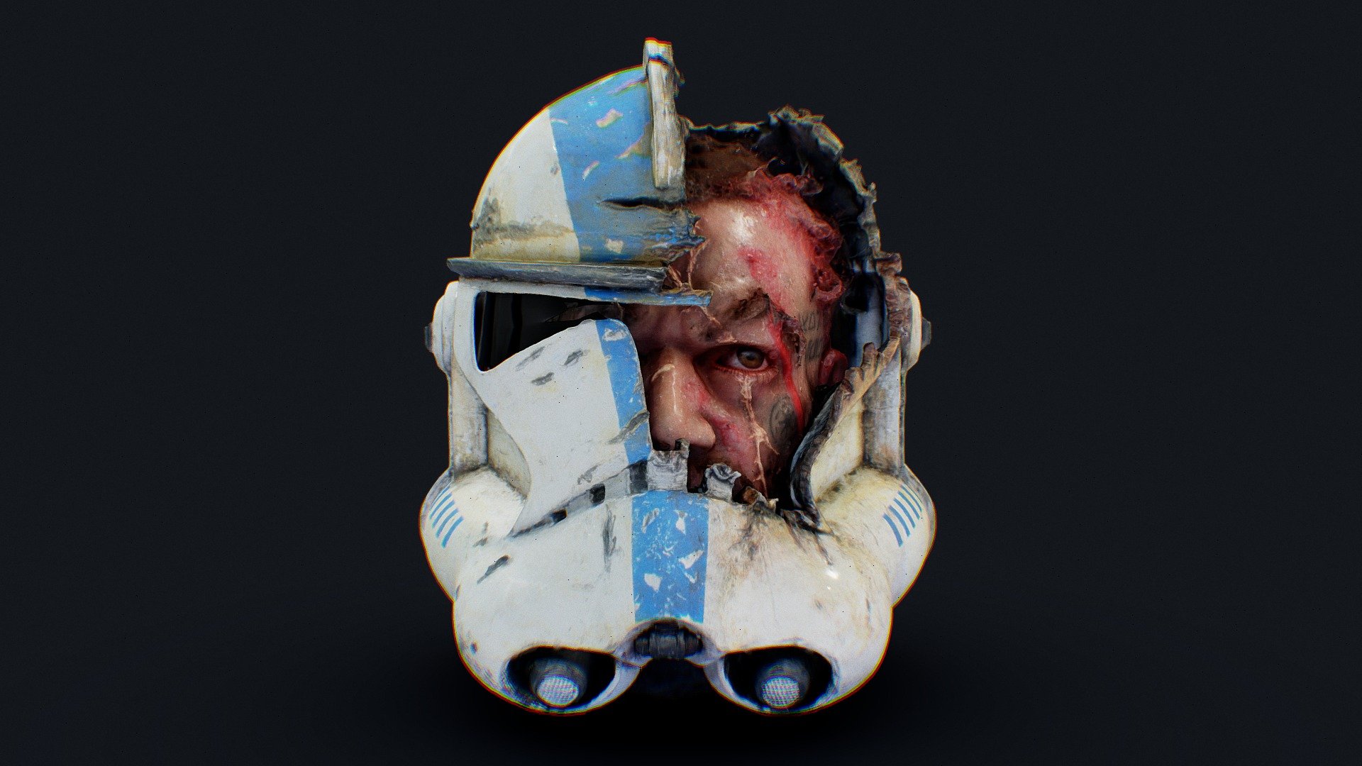 Clone Trooper (501st) Broken Helmet

Made in blender, reality capture