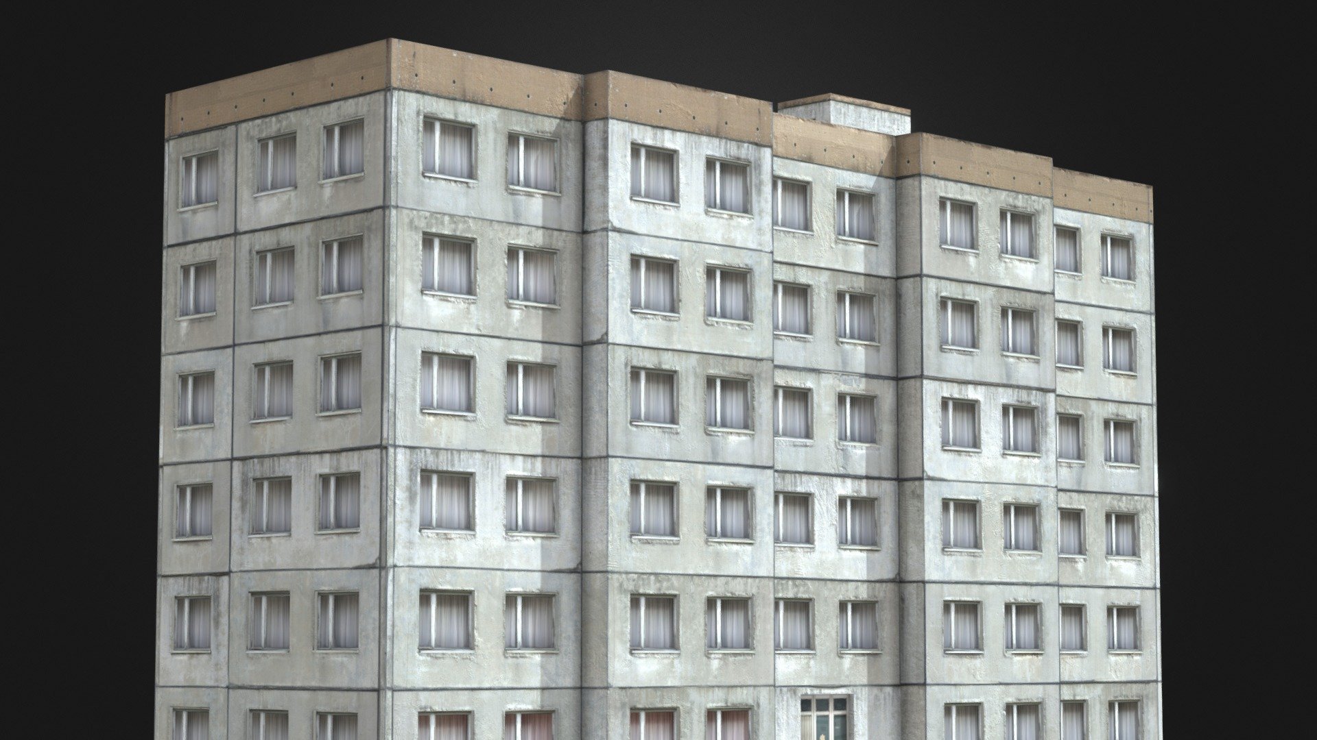 A low poly soviet / asian apartment building. Intended for use in games or renders! High quality 8k textures. Tried to get as photoreal as possible \nwith the constraints of it being low poly.\n\nModel created in Maya, textured in Substance Painter, using textures from www.textures.com