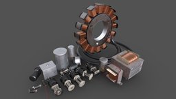 Electronics component Vol.1 power, coil, tube, pack, electricity, electronic, electronics, tubes, vaccum, props, transformator, part, substancepainter, substance, pbr, rele