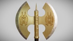 Old Egypt Axe melee, gamedev, 4k, realistic, meleeweapon, lowpolymodel, axe-weapon, assets-game, axe-lowpoly, weapon, pbr