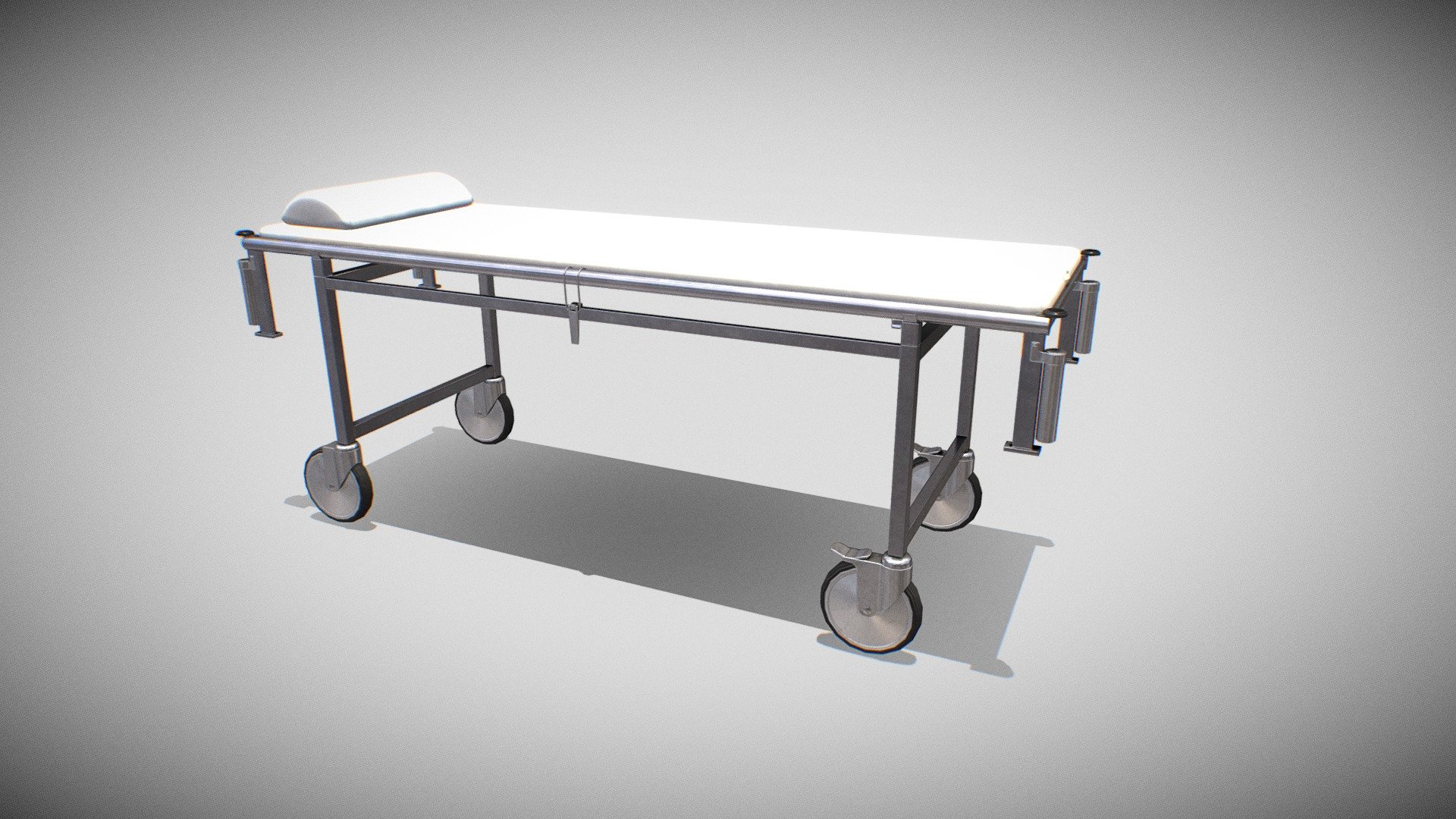Low-poly PBR _Medical trolley_model intended for game/realtime/background use.
Model was not intended for subdivision. 



Createn in Maya18 and textured SP2 



Modeled in real-world scale - Meters



No special plug-ins necessary to use this product 



Quad/Tris only polygon - 3942 count 



Model is included in 4 file formats 
Include only geometry with uvs, and texture need add manually. 
                -Maya 2018
                -FBX 
                -OBJ 
                -GLB 2k and 4k 



High quality 4096x4096 resolution textures in PNG:

PBR Maps:
-BaseColor, 
-AO, 
-Roughness, 
-Metalness, 
-Normal, 
-Glossiness, 
-Specular. 

+Unity maps (+HDRP maps):
-Diffuse, 
-Normal map, 
-MetallicSmoothness.

+Unreal Engine 4 maps:
-BaseColor, 
-Normal, 
-OcclusionRoughnessMetallic.