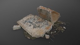 Orange concrete rusted block bar, ruin, rod, 3d-scan, rust, concrete, rusty, dirt, debris, waste, rubble, 3d-scanning, iron, stack, authentic, demolition, heap, photoscan, asset, factory, construction, material, steel