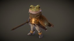 Sir Frog - Chrono Trigger armor, frog, snes, cape, chronotrigger, susbtancepainter, maya, zbrush, sword, fantasy, shield, knight, sirfrog