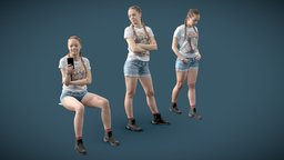 Set of woman sit, walk and stand - posed 3d scan archviz, sad, happy, set, people, sitting, standing, walking, shorts, beauty, clothes, collection, stylish, young, boots, jeans, phone, woman, smile, casual, fullbody, cellphone, t-shirt, blonde, using, attractive, braid, caucasian, confident, various, character, female, human, thoughtful, noai, full-length