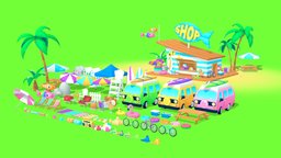 Beach Party Pack tree, bike, fence, plant, burger, food, fish, grass, cute, assets, picnic, van, videogame, pack, umbrella, duck, sand, bbq, table, summer, towel, trashcan, boombox, inflatable, flamingo, beach, surfboard, stones, surf, buoy, palmtree, lex, beachball, cartoon, vehicle, chair, car, rock, shop, ball, radio, summerbreak