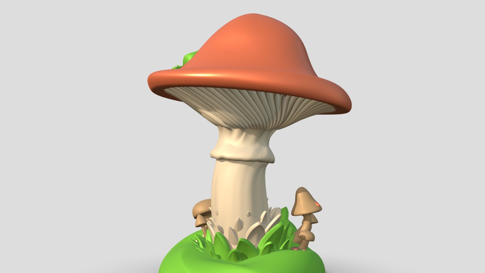 Highpoly sculpture of mushroom. Ready for 3d-print and to making forest. Size: 239 x 236 312 mm.