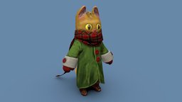 Cat Scarf cat, toon, kitty, kitten, character, cartoon, lowpoly, stylized, simple