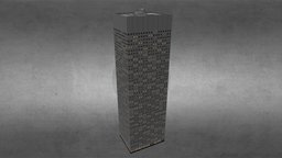 Areva Tower - La défense / Paris france, office, tower, paris, modern, geometry, urban, vertical, petrol, defense, skyscraper, business, monolith, grid, facade, minimalist, corporate, granite, dense, symmetry, glass, blender, lowpoly, black