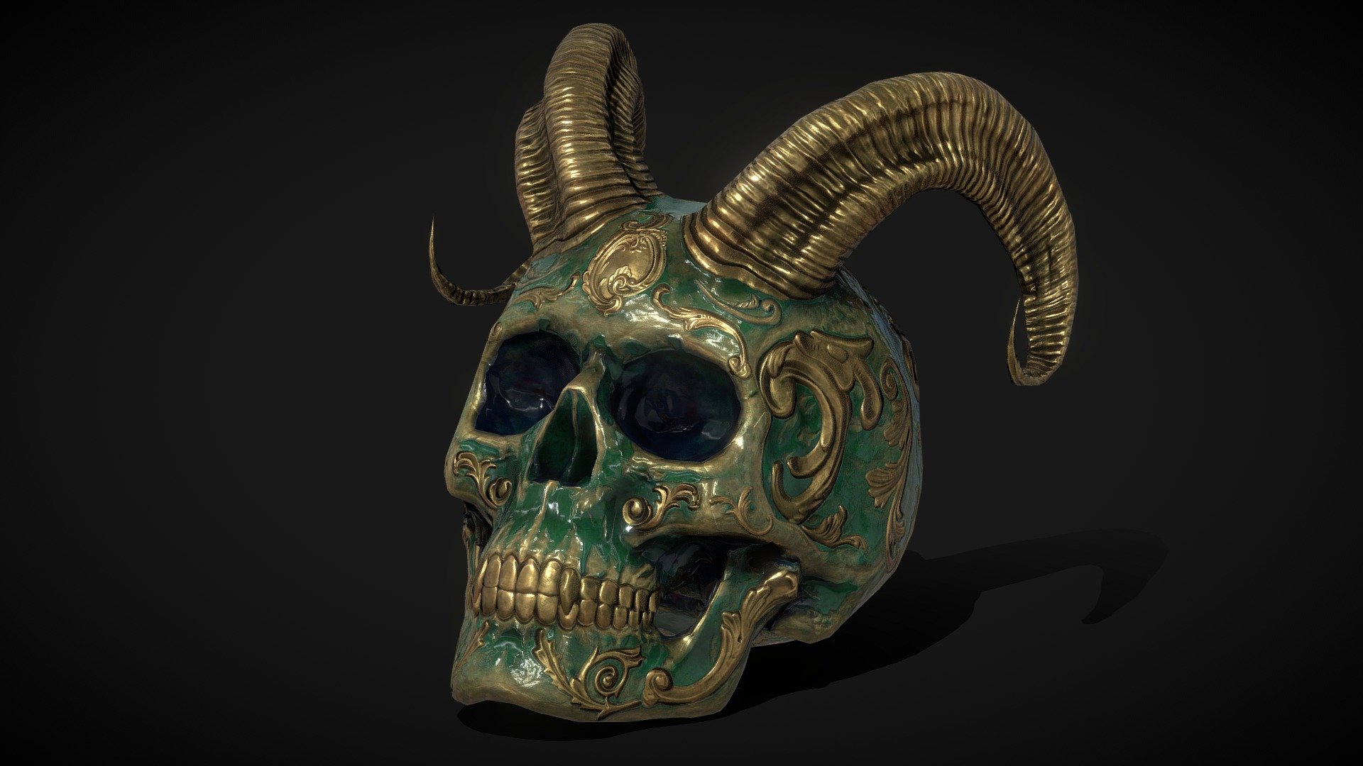 Diablo / Demon Skull - low poly\n\nTriangles: 3.8k\nVertices: 1.9k\n\n4096x4096 PNG texture\n\nhigh poly model (without uvmaps) in additional file.