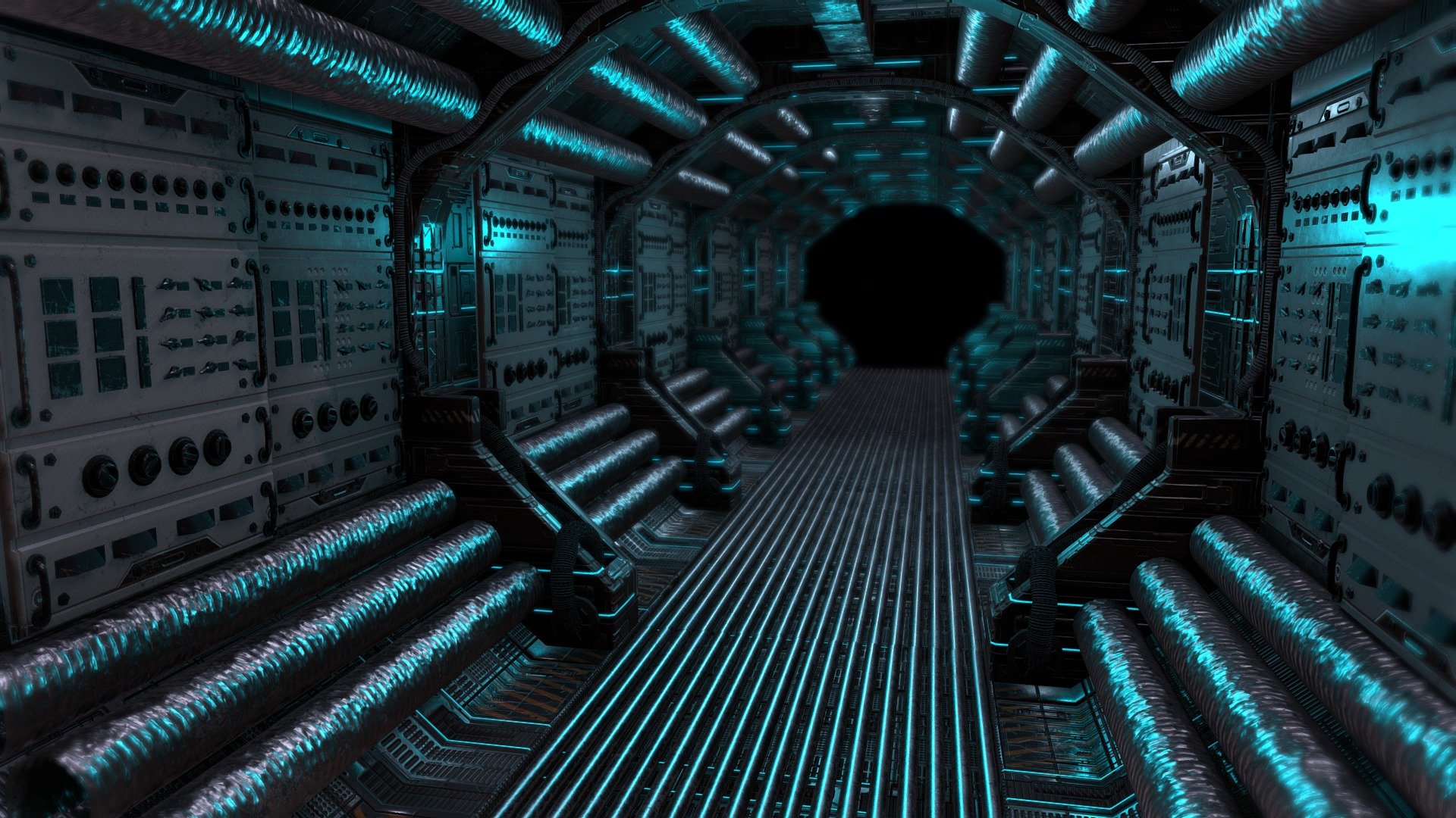 Spaceship sci-fi corridor