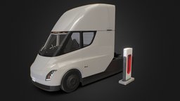 Electric Truck (Tesla Semi) truck, trucks, semi, vehicle, electric
