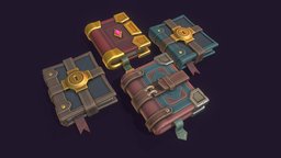 Stylized Fantasy Books warcraft, wizard, library, totem, books, warlock, leagueoflegends, bible, manuscript, diary, journal, potion, alchemy, spellbook, spells, handpainted, book, lowpoly, stylized, fantasy, magic