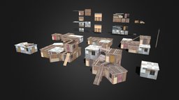 Favela Squatter Refugee Camp huts, favela, information, camp, hut, shack, slums, kitbash, slum, refugee, squatter, informal