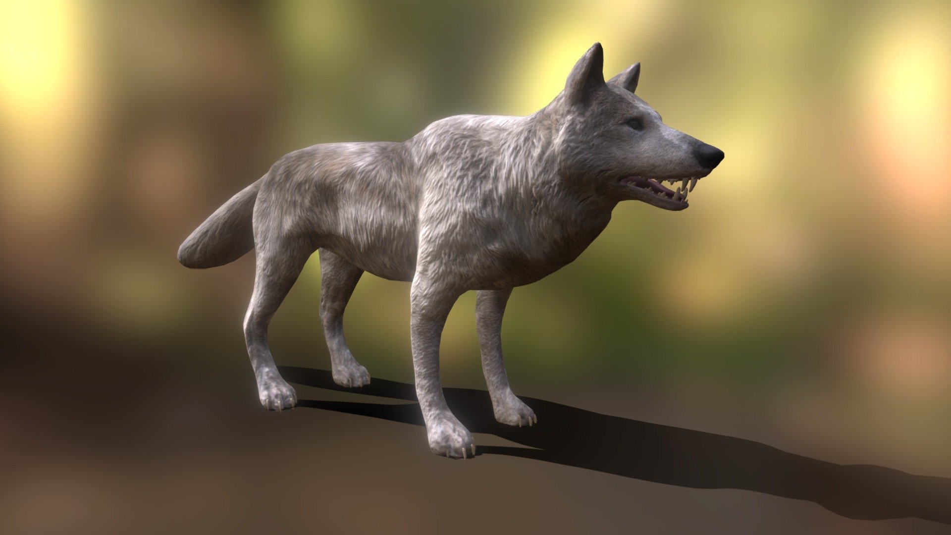 Realistic Wolf 3D Model:\n- Lowpoly (Tris: 14244 -  Verts: 7224)\n- Game ready with Unity Package, optimized for VR/AR apps\n- Texture Maps includes: Basecolor, Normal\n- Model is created in Maya, other files supported includes: Blender, FBX, Glb/Gltf, Unity \n\n10 animations:\n\n- 5-305: idleLookAround\n- 310-370: idleNormal\n- 375-460:howl\n- 466-495: walk\n- 506-529: run\n- 536-559: runBite\n- 566-586: standBite\n- 591-613: getHit\n- 620-682: death\n- 691-710: dead