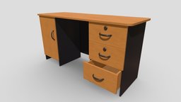 Office Table Desk office, computer, desk, key, table, drawer, locker, manager, wood, noai