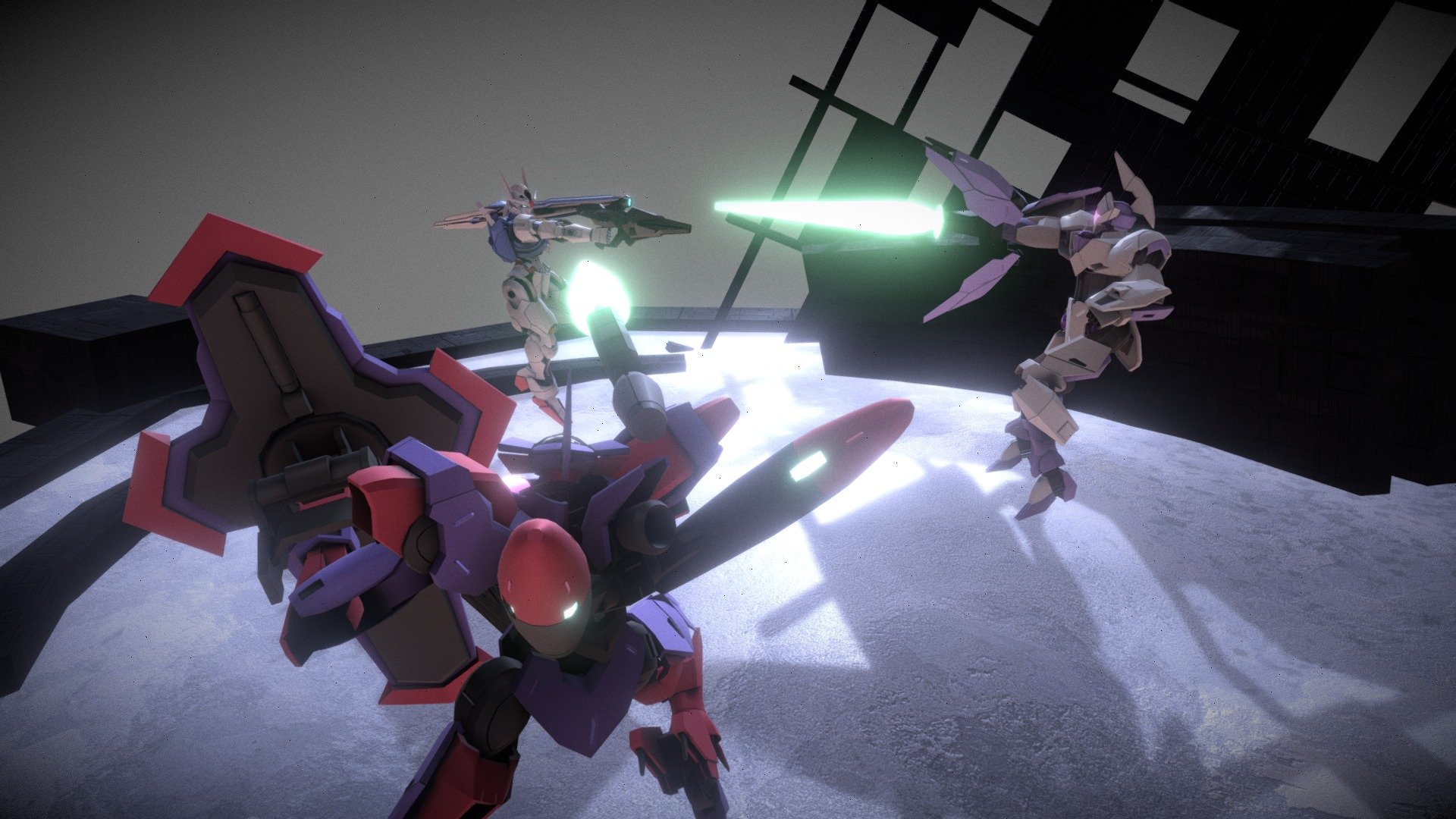A battle diorama based on the anime series &ldquo;Mobile Suit Gundam: The Witch from Mercury