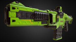 PBR Assault Rifle (Green Skin) rifle, assault, snow, assaultrifle, assault-rifle, scifigun, weapon, unity, unity3d, 3d, scifi, futuristic, gun, modular, gameready