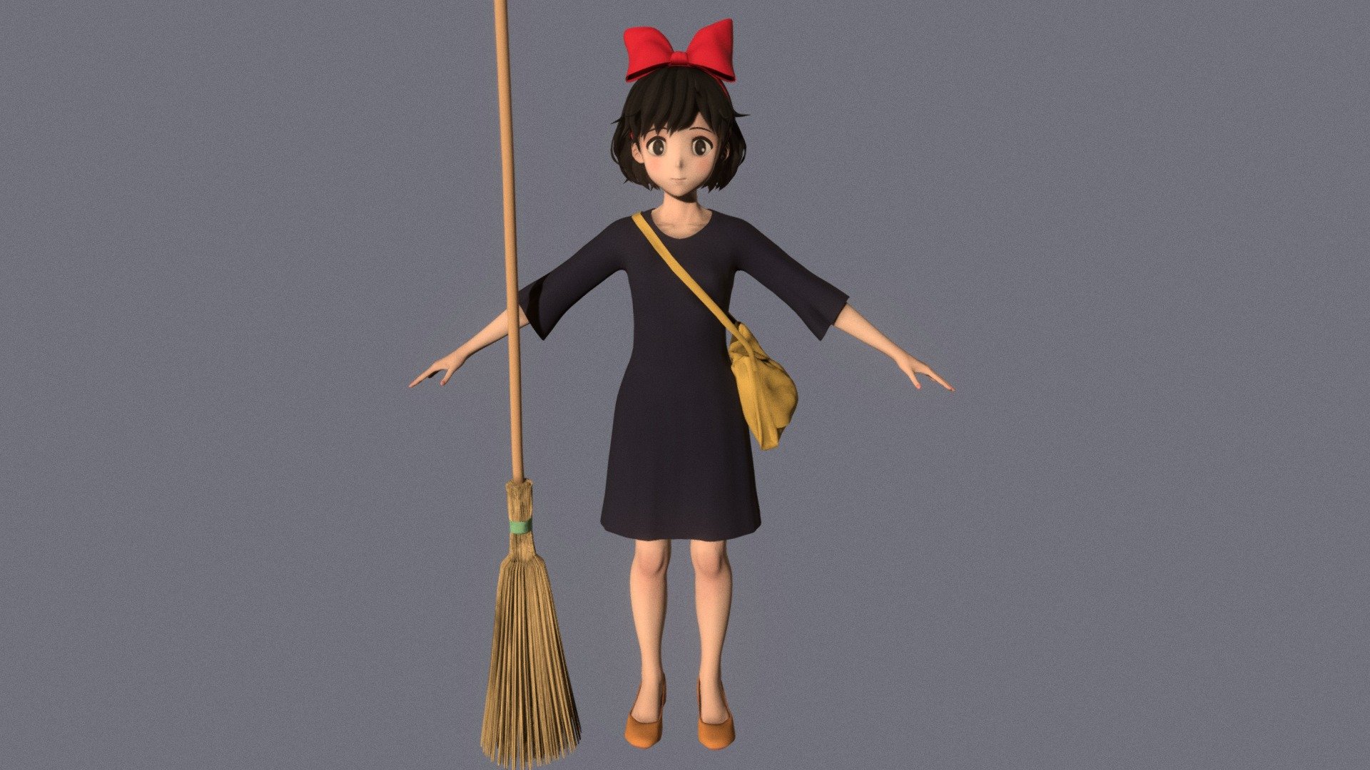 T-pose rigged model of anime girl Kiki (Kiki’s Delivery Service).

Body and clothings are rigged and skinned by 3ds Max CAT system.

Eye direction and facial animation controlled by Morpher modifier / Shape Keys / Blendshape.

This product include .FBX (ver. 7200) and .MAX (ver. 2010) files.

3ds Max version is turbosmoothed to give a high quality render (as you can see here).

Original main body mesh have ~7.000 polys.

This 3D model may need some tweaking to adapt the rig system to games engine and other platforms.

I support convert model to various file formats (the rig data will be lost in this process): 3DS; AI; ASE; DAE; DWF; DWG; DXF; FLT; HTR; IGS; M3G; MQO; OBJ; SAT; STL; W3D; WRL; X.

You could purchase my model at: bit.ly/41y1JDe

And I can make commission models.

If you have any questions, please contact me via my email 3d.eden.project@gmail.com.