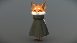 Fox in a cape chibi, cartoony, fox, anthro, cape, anthropomorphic, furry, anthropology, cartoon, noai