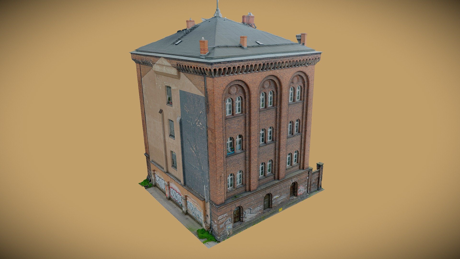 Brick facade of a residential building.

3D model created in RC from 1078 photos (sony a6000, dji mini 3 pro)

For Skechfab:

1 million triangles, 6x8192x8192

Downloadable version:

FBX Triangles: 5 million Textures: 8x8192x8192 24-bit jpg + normals

OBJ Triangles: 10 million Textures: 8x8192x8192 u1v1 32-bit BGRA png + normals

If you like my work, please leave a like or comment and follow me for more! Thanks :)